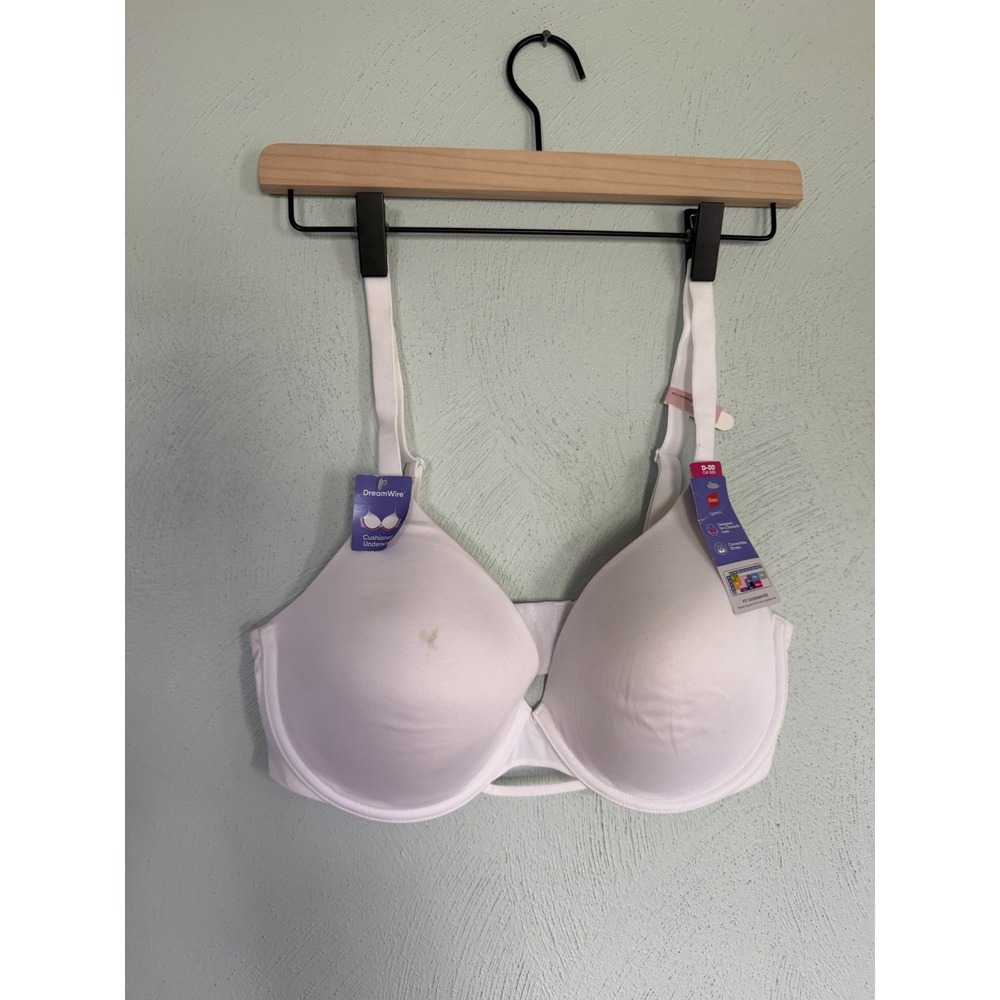 Hanes Signature DreamWire Cushioned Underwire T-Shirt Bra White L+ MHG563